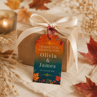 Étiquette de faveur de feuilles d'automne rustique