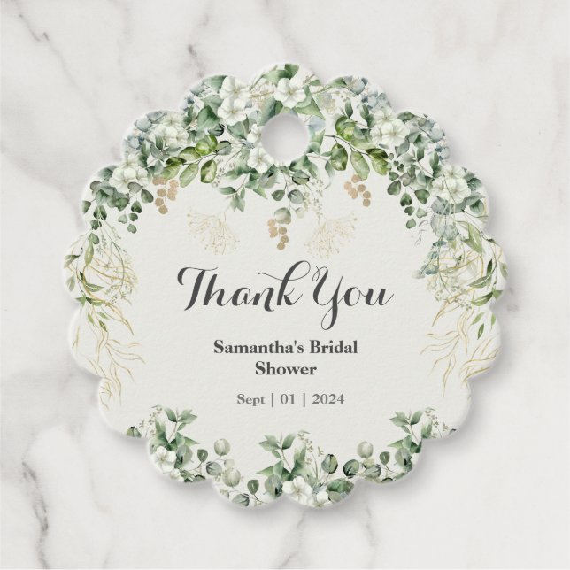 Étiquette de faveur de mariage botanique : Chic Fo (Devant)