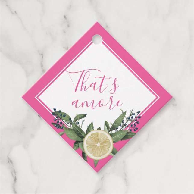 Étiquette de faveur de mariage Citron rose qui est (Devant)