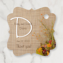 Étiquette de faveur de mariage de fleurs d'automne