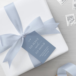 Étiquette de faveur de mariage élégante bleu pouss
