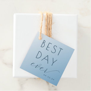 Étiquette de faveur de mariage minimaliste bleu op