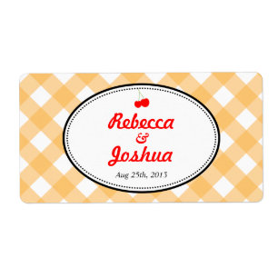 Étiquette de faveur de mariage rustique à carreaux