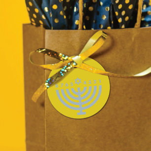 Étiquette de faveur de Menorah de Hanukkah moderne