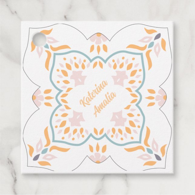 Étiquette de faveur de mosaïque de bord de mer (Devant)