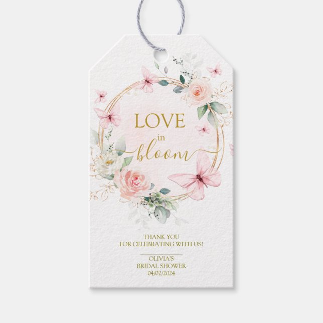 Étiquette de faveur de shower de fiançailles Fleur (Devant)