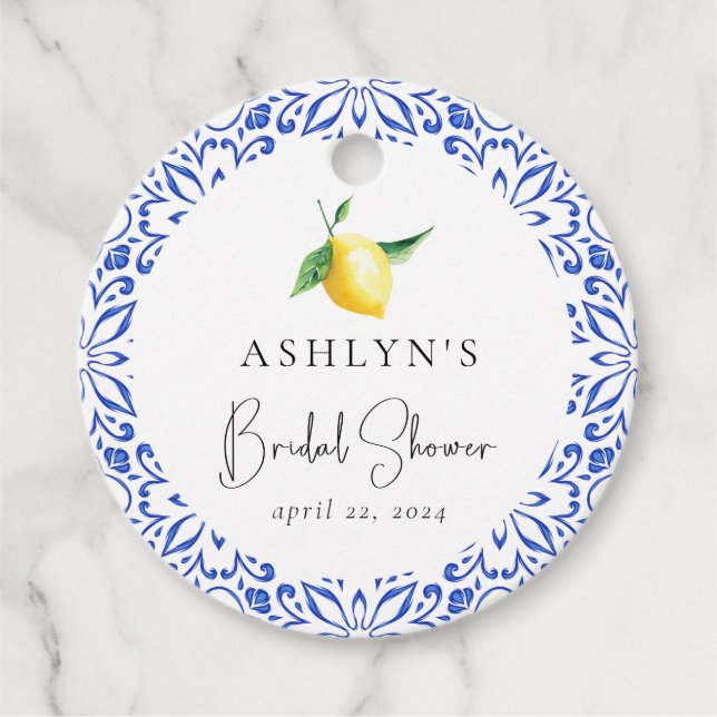 Étiquette de faveur de shower de mariage citron, c (Devant)