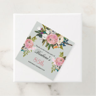 Étiquette de faveur élégante florale 85e anniversa