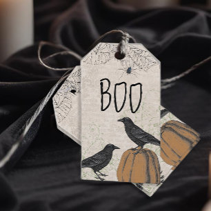 Étiquette de faveur Halloween Corbeau Élégant