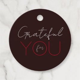 Étiquette de faveur marron foncé "Gratitude envers