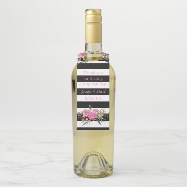 Étiquette de favori de bouteille de vin à rayures  (Sur bouteille)