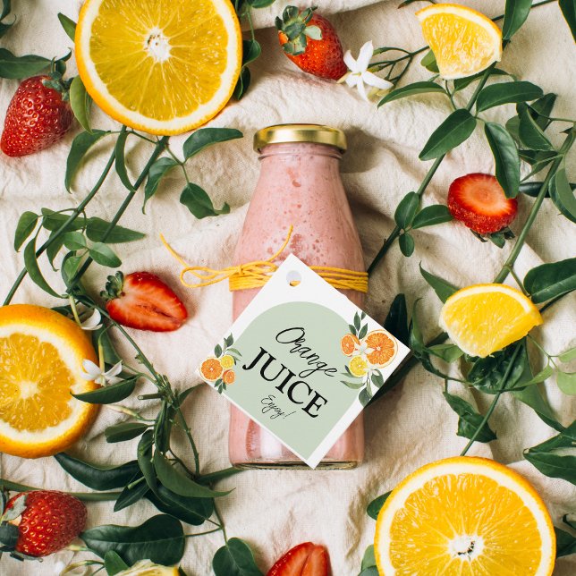 Étiquette de fête prénuptiale Main Squeeze Citrus  (Citrus Wedding Invitation Ideas, Lemon Themed Bridal Shower juice label tag decor )