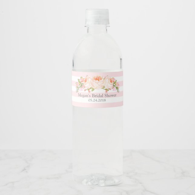 Étiquette de Fêtes des mariées florales à rayures  (Devant)