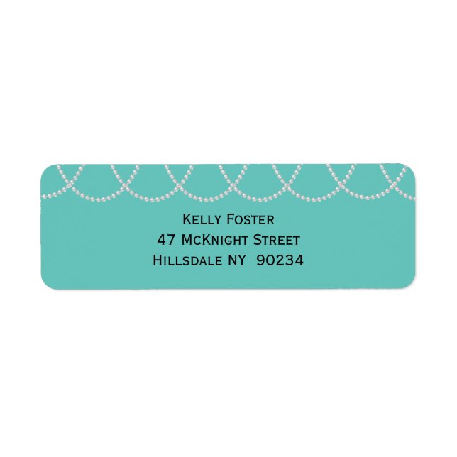 Étiquette de Fêtes des mariées Turquoise et Perles (Devant)