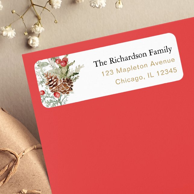 Étiquette de feuillage de Noël d'hiver rustique (Créateur téléchargé)