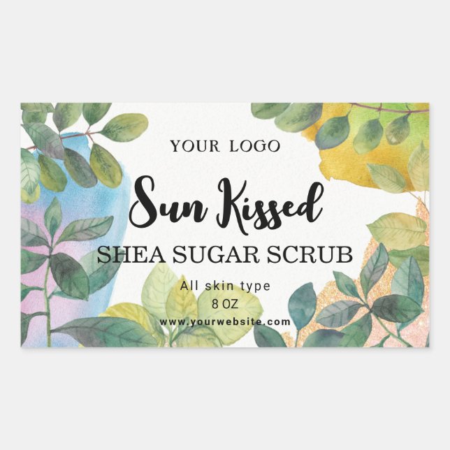 Étiquette de feuille verte rectangulaire (Devant)