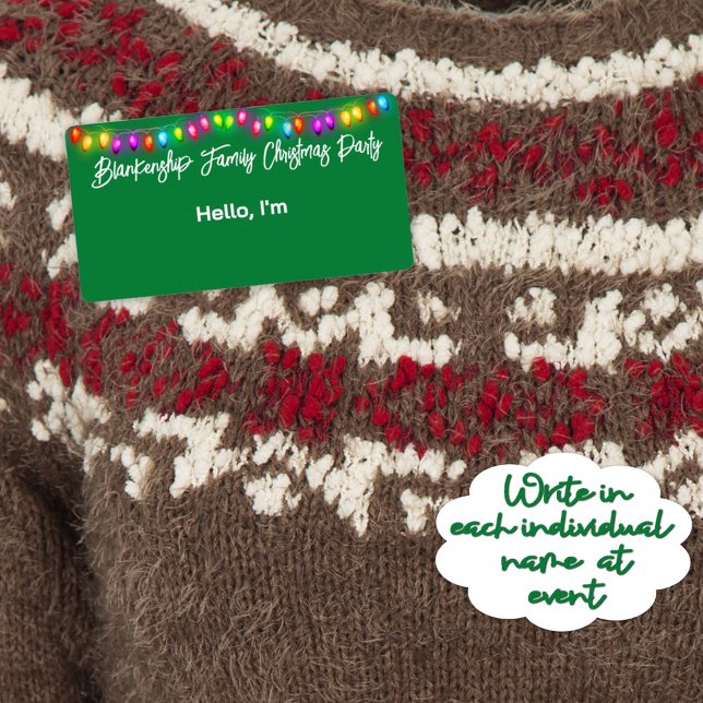 Étiquette de fin d'année de Noël de la bordure sup (Personalized party name tags allow guests to mingle without fear of forgetting a name. )