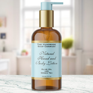 Étiquette de flacon de cosmétiques en bleu pâle et