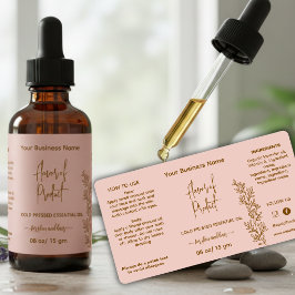 Étiquette de flacon d'huile essentielle rose Botan