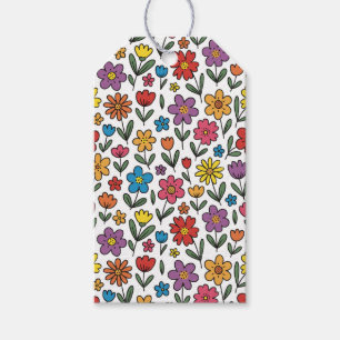 Étiquette de fleurs printanières colorées et migno
