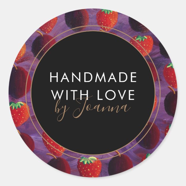 Étiquette de fruits de fraise d'entreprise artisan (Devant)