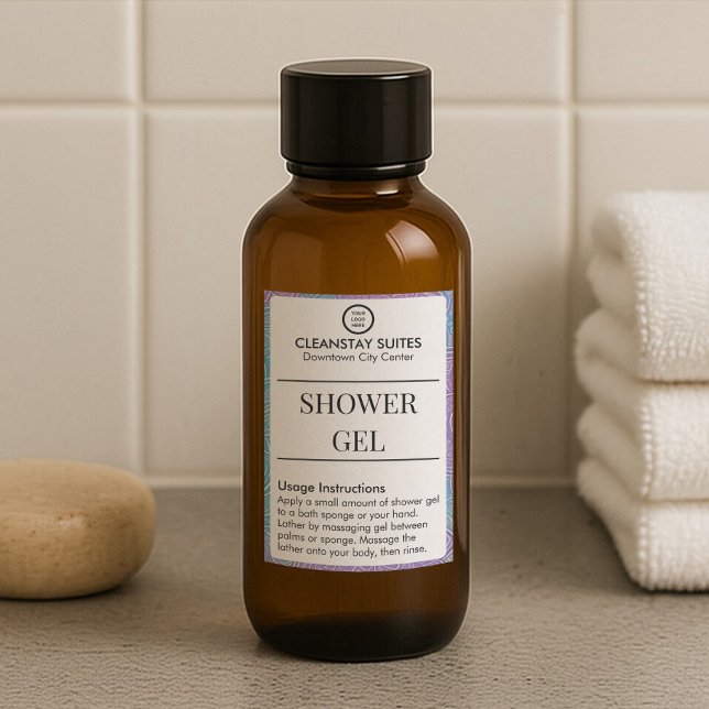 Étiquette de gel douche imperméable à bordure flor (Créateur téléchargé)
