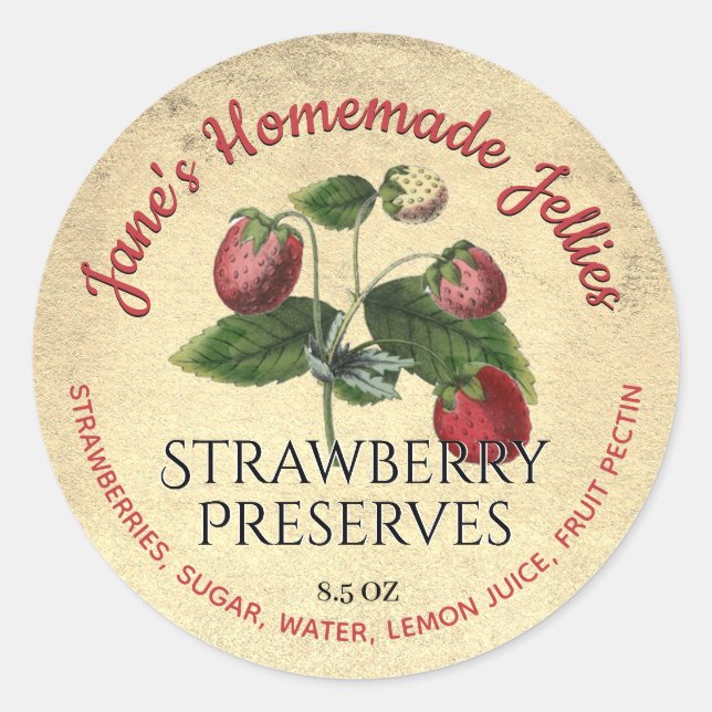 Étiquette de gelée de fraise Illustration Vintage  (Devant)
