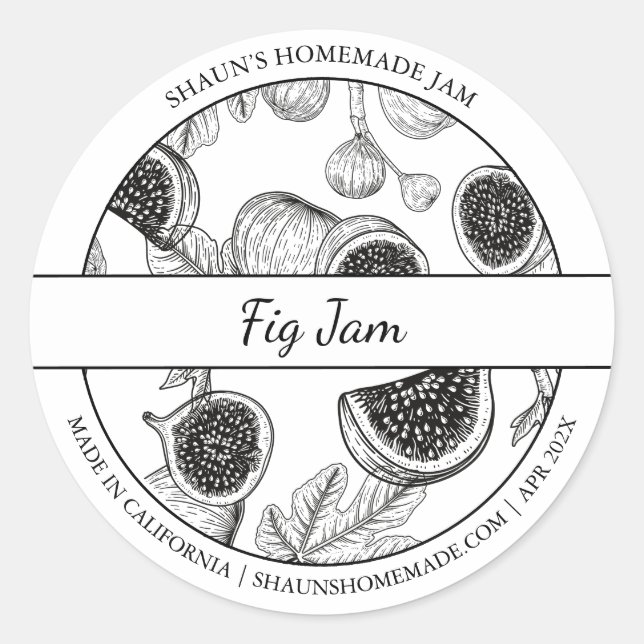 Étiquette de jam de la feuille de croquis noir et  (Devant)