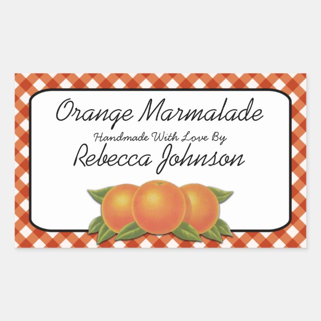 Étiquette de jar de texte personnalisé Orange Marm (Devant)