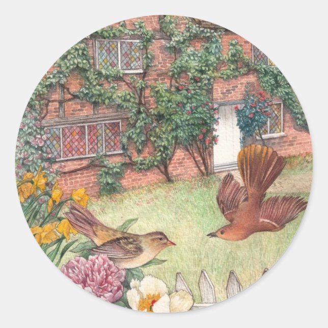 Étiquette de jardin de chalets illustrés (Devant)