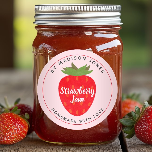 Étiquette de jarre de confiture de fraise maison m (Créateur téléchargé)