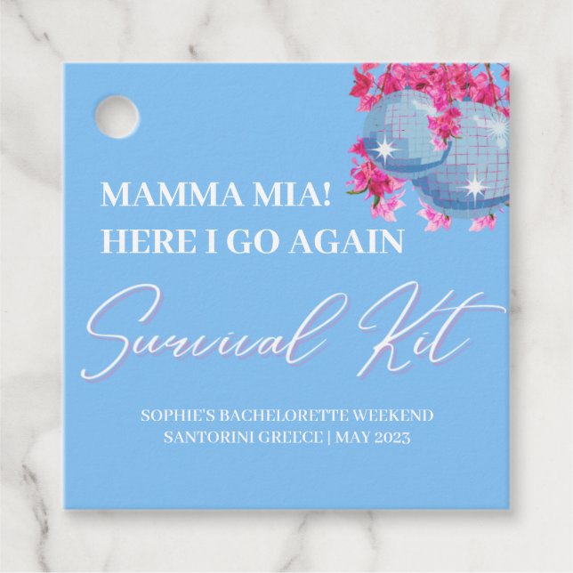 Étiquette de kit de survie pour enterrement de vie (Devant)
