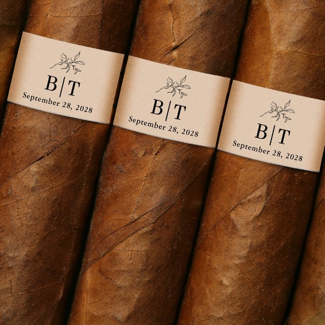Étiquette de la bande de Mariage beige d'automne (Create custom cigar labels for your wedding or engagement.)