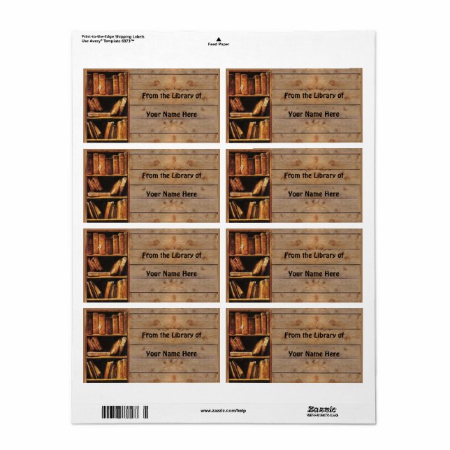 Étiquette De la bibliothèque de (votre nom) (Feuille entière)