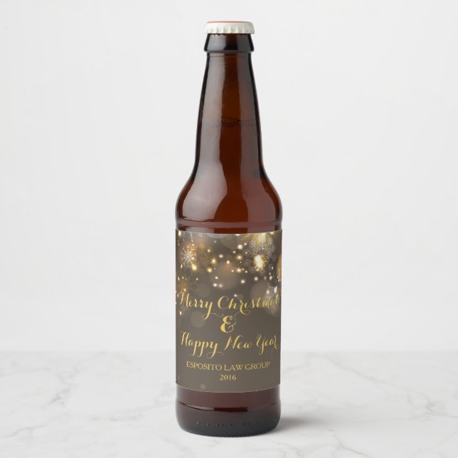 Étiquette de la bouteille de bière de Noël Bokeh (Devant)