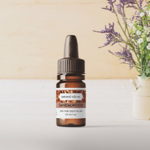 Étiquette de la bouteille de parfum en bois de san