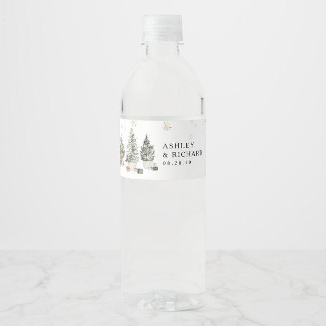 Étiquette de la bouteille d'eau de Noël Pine Tree (Devant)