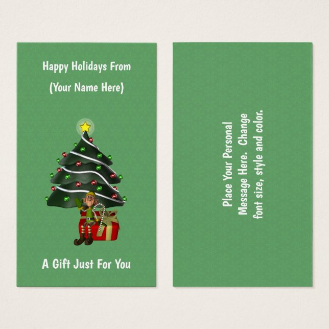 Étiquette de la carte cadeau de Noël (Devant & derrière)
