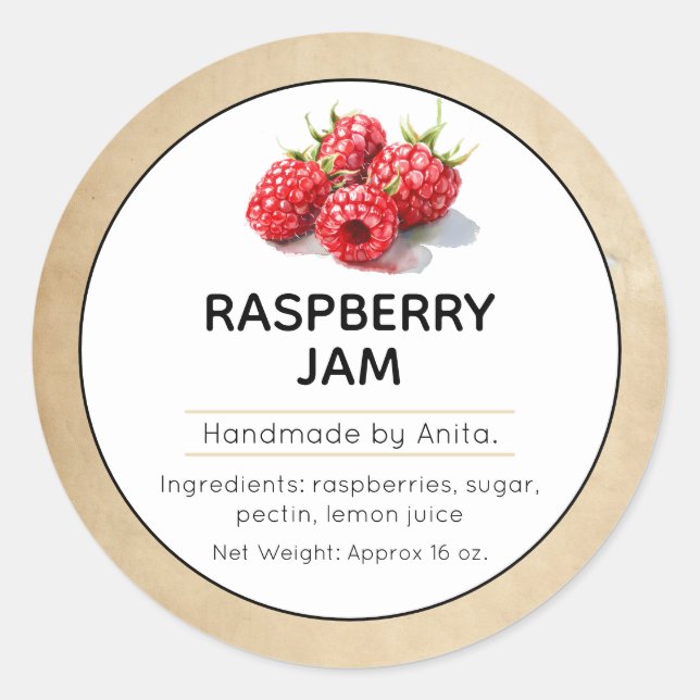 Étiquette de la confiture de framboise ou de la ja (Devant)
