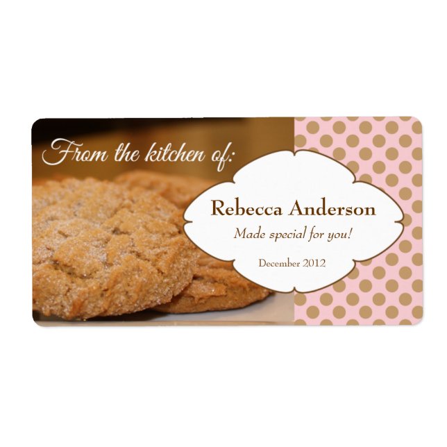 Étiquette De la cuisine de : avec autocollant photo cookie (Devant)