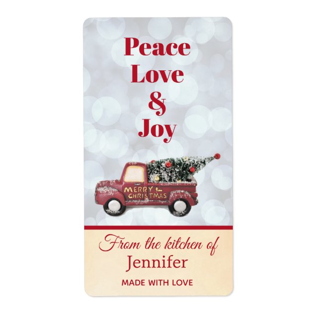 Étiquette De la cuisine de livraison de Noël Camion (Devant)