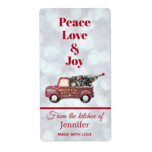 Étiquette De la cuisine du camion de livraison de Noël