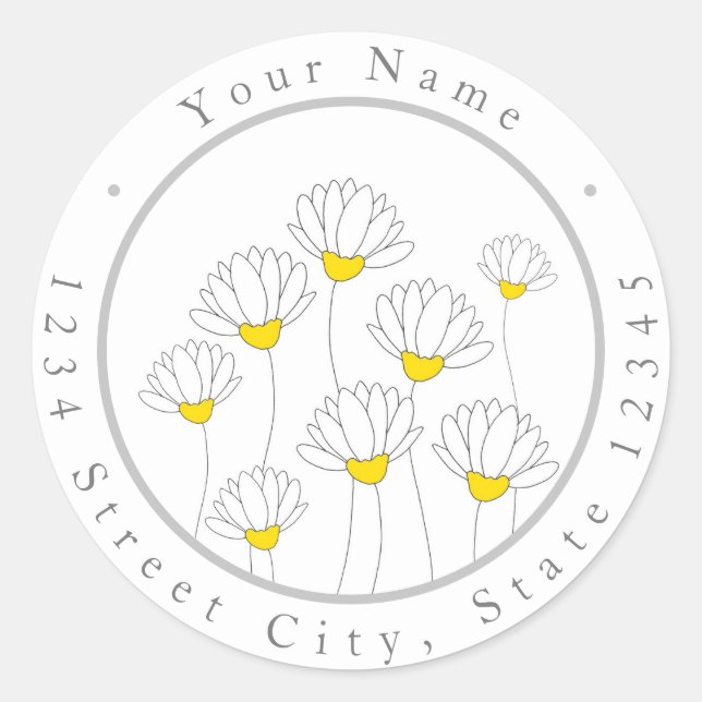 Étiquette  de la marguerite tirée à la main (Devant)