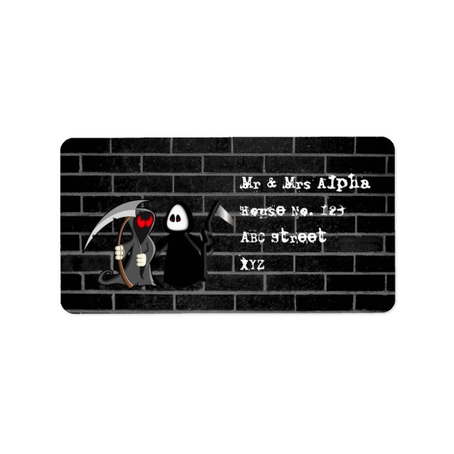 Étiquette de la mort de la grande Faucheuse (Devant)