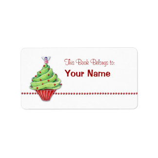Étiquette de la plaque de Noël Arbre Cupcake