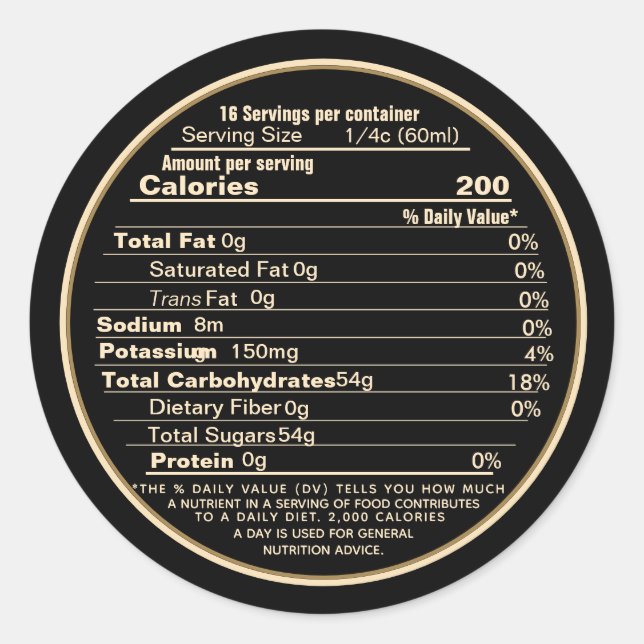 Étiquette de la valeur nutritive du sirop d'érable (Devant)