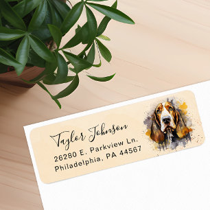 Étiquette de l'adresse de retour Basset Hound