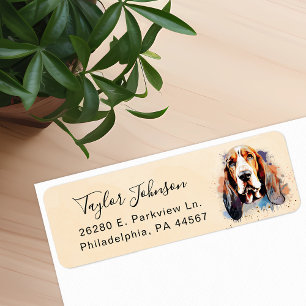 Étiquette de l'adresse de retour Basset Hound
