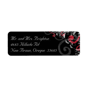 Étiquette de l'adresse de retour Black, Red et Whi