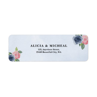 Étiquette de l'adresse de retour bleu et rose pâle